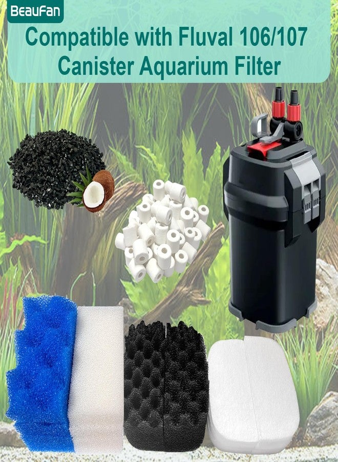 beaufan 24 Sets Aquarium Replacement Media Maintenance Kit Compatible with Fluval 106 & 107 Canister Filters, Including Bio Sponge Filters, Activated Carbons, Ceramic Rings, Mesh Bags, Filter Pads - Image 2